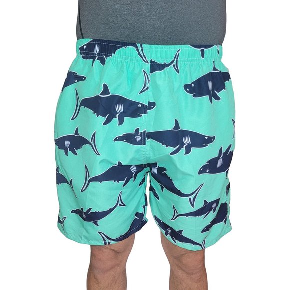 Men's Swim Trunks, Swimming Shorts,  Beach Board Swimwear Suit, Green Sharks - Picture 2 of 4